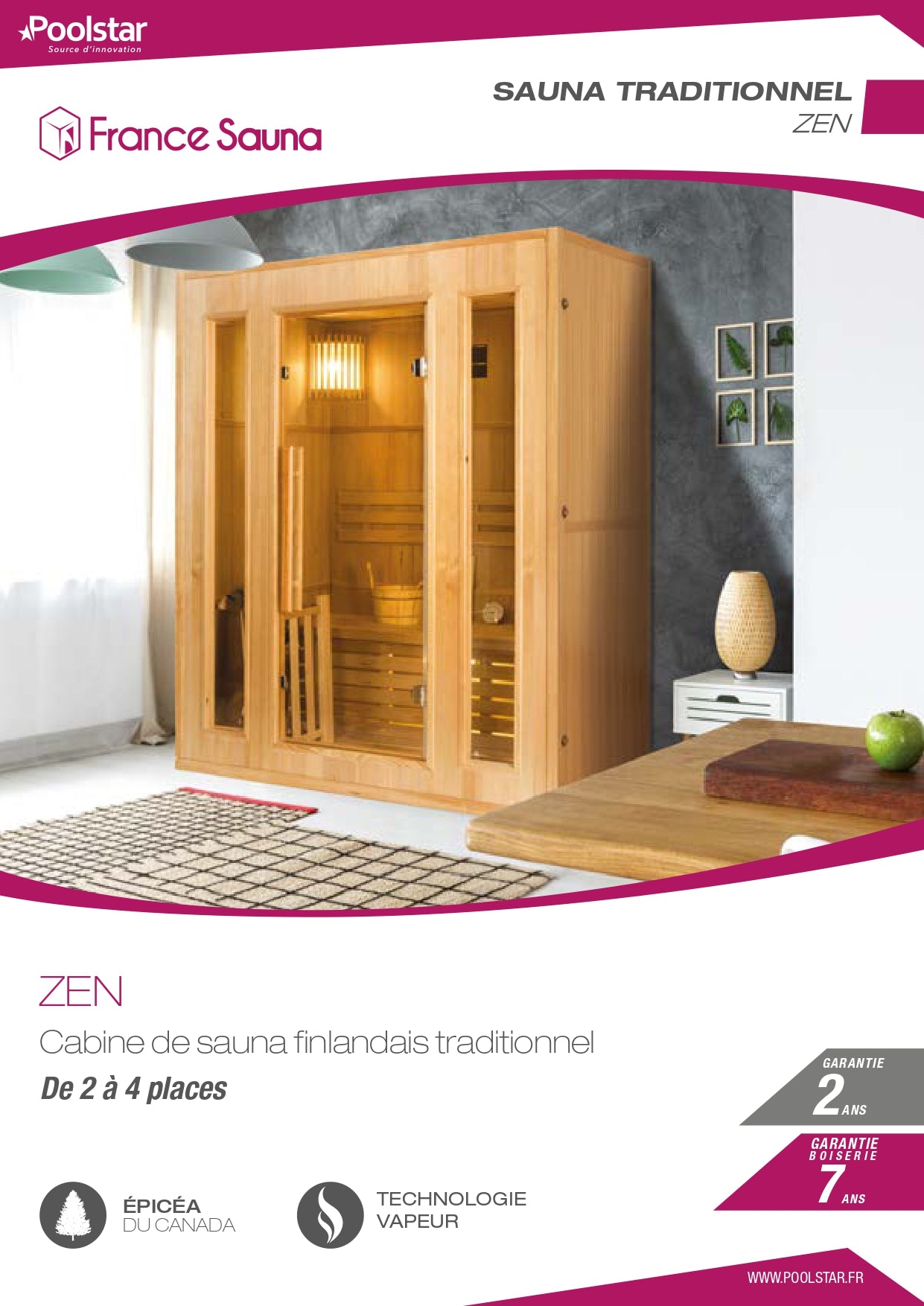 Sauna Vapeur ZEN - 2 places - Pack complet 3,5kW