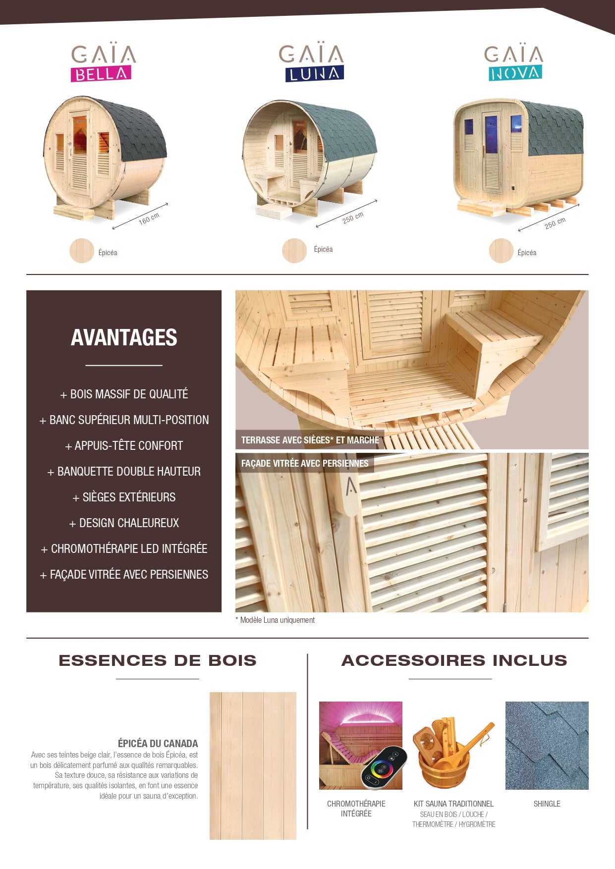 Sauna extérieur Gaia Bella - Pack Accessoires inclus